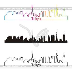 Tokyo skyline linear style with rainbow - vector clip art