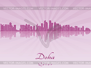 Doha skyline in purple radiant  - vector image