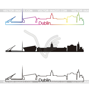 Dublin skyline linear style with rainbow - vector image