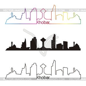 Khobar skyline linear style with rainbow - vector image