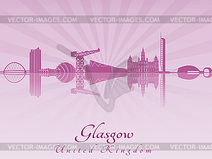 Glasgow skyline in purple radiant  - vector image