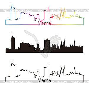 Vienna skyline linear style with rainbow - vector image