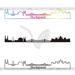 Будапешт горизонт линейном стиле с радугой - клипарт в векторе / векторное изображение