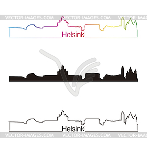 Helsinki skyline linear style with rainbow - vector clipart