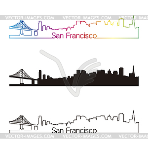 San Francisco skyline linear style with rainbow - vector image