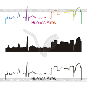 Buenos Aires skyline linear style with rainbow - vector clip art