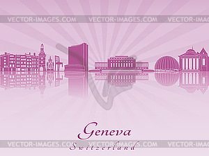Geneva skyline in purple radiant  - royalty-free vector clipart