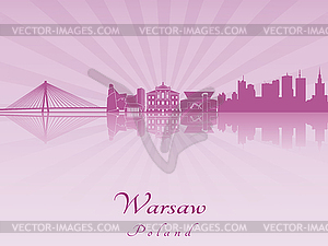Warsaw skyline in purple radiant  - vector image