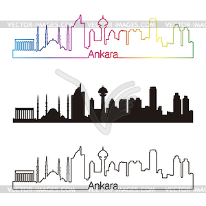 Ankara skyline linear style with rainbow - vector image