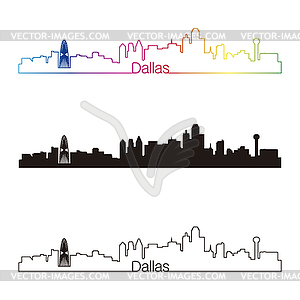 Dallas skyline linear style with rainbow - vector clip art