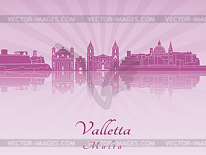 Valletta skyline in purple radiant  - color vector clipart