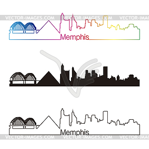 Memphis skyline linear style with rainbow - vector clip art