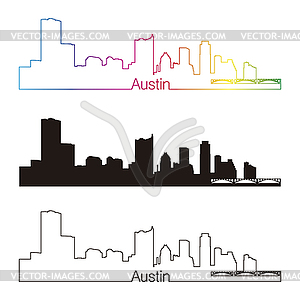 Austin skyline linear style with rainbow - vector clipart