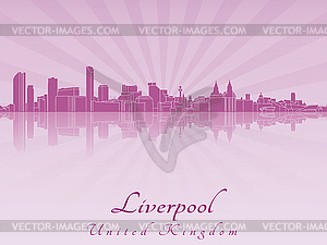 Liverpool skyline in purple radiant  - royalty-free vector clipart