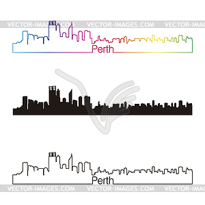 Perth skyline linear style with rainbow - vector clip art