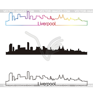 Ливерпуль горизонт линейном стиле с радугой - векторизованное изображение