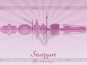 Stuttgart skyline in purple radiant  - vector clipart