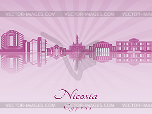 Nicosia skyline in purple radiant  - vector image