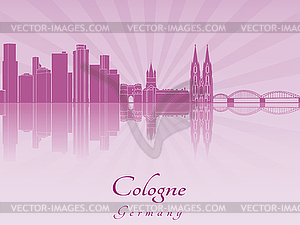 Cologne skyline in purple radiant  - vector image