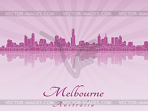 Melbourne skyline in purple radiant  - vector clipart