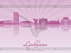 Ljubljana skyline in purple radiant  - vector clip art