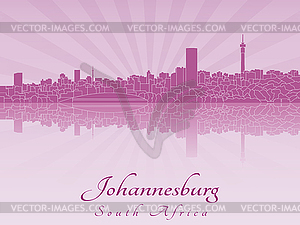 Johannesburg skyline in purple radiant  - vector image