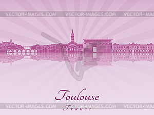 Toulouse skyline in purple radiant  - vector clip art