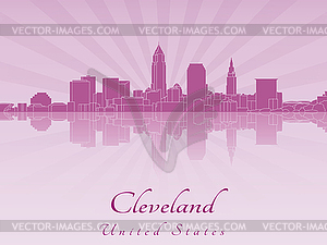 Cleveland skyline in purple radiant  - vector image