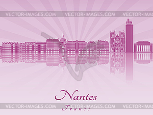Nantes skyline in purple radiant  - vector image