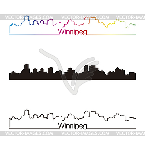 Winnipeg skyline linear style with rainbow - vector image