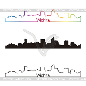 Wichita skyline linear style with rainbow - vector image