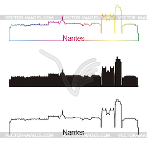 Nantes skyline linear style with rainbow - vector clip art