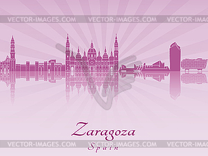 Zaragoza skyline in purple radiant  - vector clipart