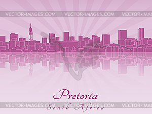 Pretoria skyline in purple radiant  - vector clipart