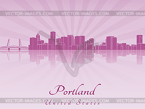 Portland skyline in purple radiant  - vector clipart