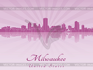 Milwaukee skyline in purple radiant  - vector image