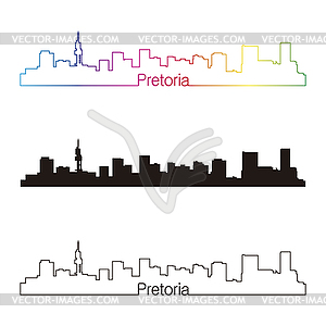Pretoria skyline linear style with rainbow - vector EPS clipart