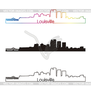 Луисвилл горизонт линейном стиле с радугой - графика в векторе