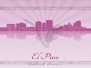 El Paso skyline in purple radiant  - vector clip art