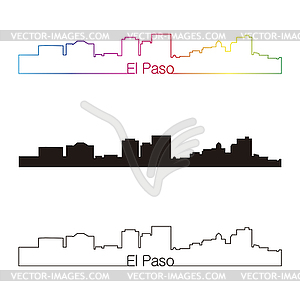 El Paso skyline linear style with rainbow - vector clipart