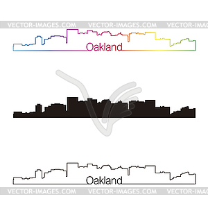 Окленд горизонты линейном стиле с радугой - рисунок в векторном формате