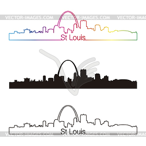 Сент-Луис горизонты линейном стиле с радугой - векторный клипарт