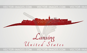 Lansing skyline in red - vector image