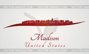 Madison skyline in red - vector clip art