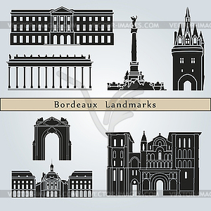 Bordeaux Landmarks - vector image