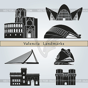 Валенсия Достопримечательности - изображение в векторе / векторный клипарт