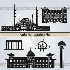 Ориентиры Анкара и памятники - векторная графика