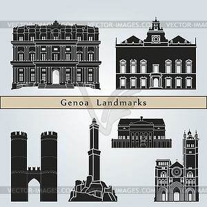 Genoa Landmarks - vector image