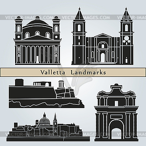 Ориентиры Валлетта и памятники - изображение векторного клипарта