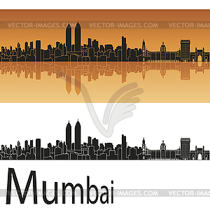 Mumbai skyline in orange background  - vector clip art